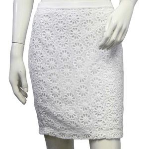 Ann Taylor White Flower Lace Skirt, Size: 12
